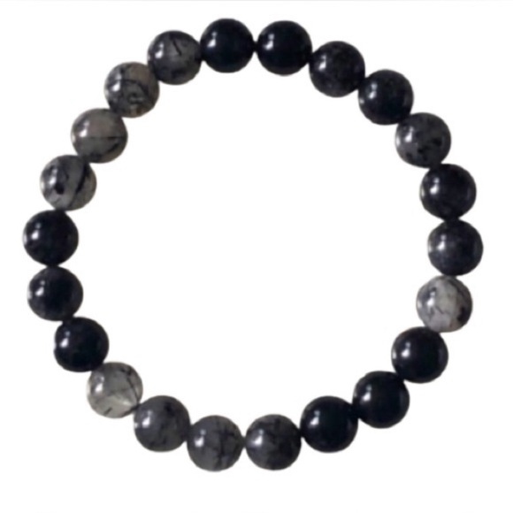 NEW 8mm Tourmaline Quartz, Mookaite, Moss Agate Beaded Stretch Bracelets - Picture 3 of 8